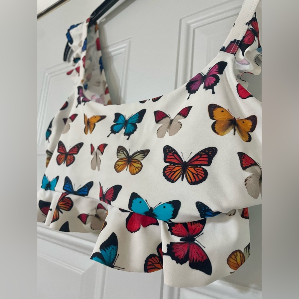 Show Me Your Mumu Island Ruffle Butterfly Bikini Top Size Small Pool Beach Vacay - Picture 3 of 8